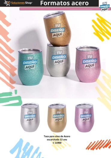 Tazas para Vino de Acero Escarchado Personalizables en Soluciones Shop Costa Rica