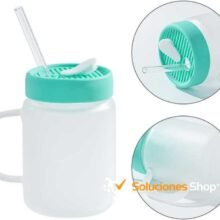 Jarra Mason Glaseada 20 oz con Tapa de Silicón Verde Menta