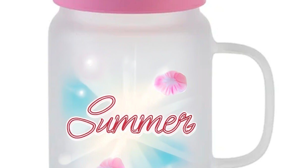 Jarra Mason Glaseada 20 oz con Tapa de Silicón Rosa