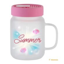 Jarra Mason Glaseada 20 oz con Tapa de Silicón Rosa