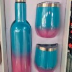 Set de 2 Cocteleras 12oz y Botella 25oz Degradado Rosa – Turquesa Acero Inoxidable