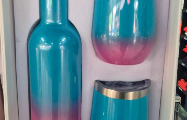 Set de 2 Cocteleras 12oz y Botella 25oz Degradado Rosa – Turquesa Acero Inoxidable