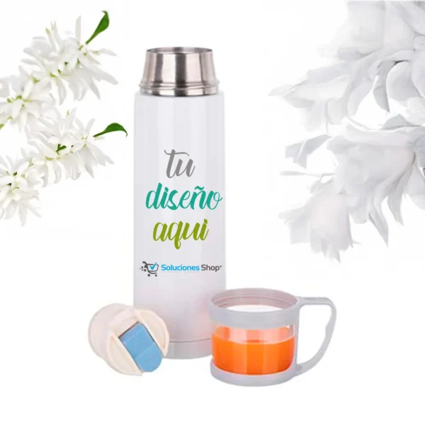 Termo de Acero Inoxidable 500 ml con Tapa Transparente