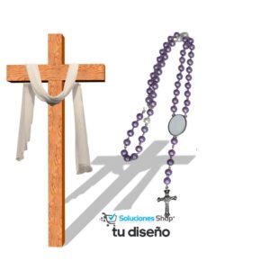 Rosario en color morado personalizado