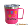 Taza de Café Fucsia con Agarradera 350ml de Acero Inoxidable