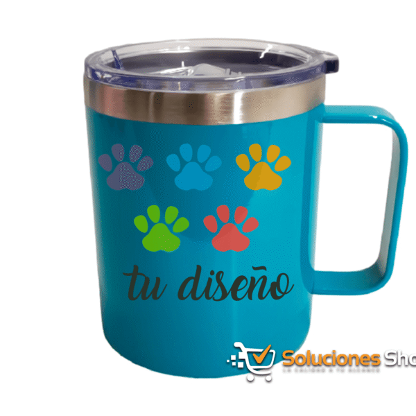 Taza de Café Turquesa con Agarradera 350ml de Acero Inoxidable