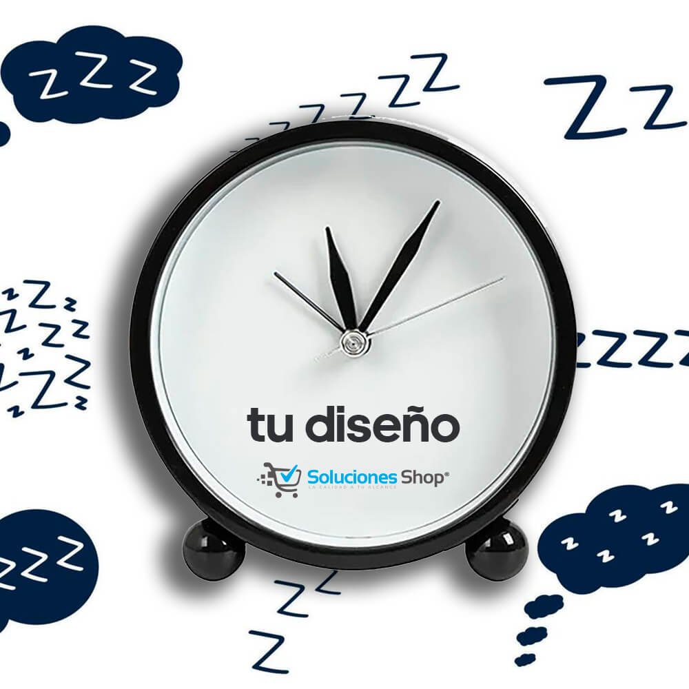 Reloj de sobremesa personalizado negro - 10,5 cm de diámetro