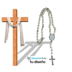 rosario personalizado, rosario blanco, regalos religiosos, rosario único, artículos espirituales, rosario grabado, rosario para eventos, pureza y paz, rosario espiritual.