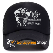 Gorra personalizada lisa negra con diseño exclusivo en DTF