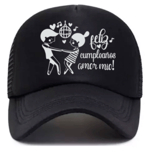 Gorra personalizada lisa negra con diseño exclusivo en DTF