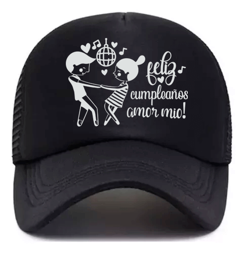 Gorra personalizada lisa negra con diseño exclusivo en DTF