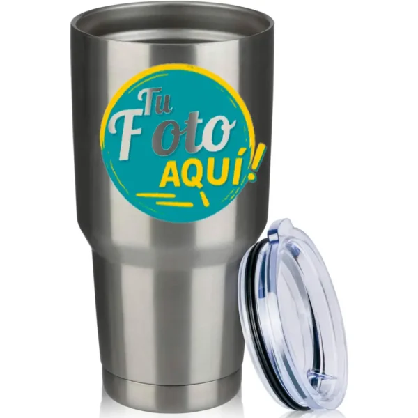 Vaso térmico de acero inoxidable 30oz para sublimación – doble pared al vacío con tapa anti salpicaduras y film retráctil