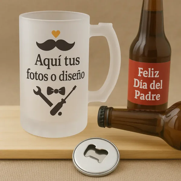Jarras Cerveceras de Vidrio Glaseado Personalizadas – Mes del Padre