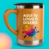 Taza Térmica Café – Acero Inoxidable y Bambú 350ml