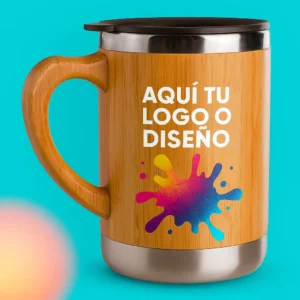 Taza Térmica Café – Acero Inoxidable y Bambú 350ml