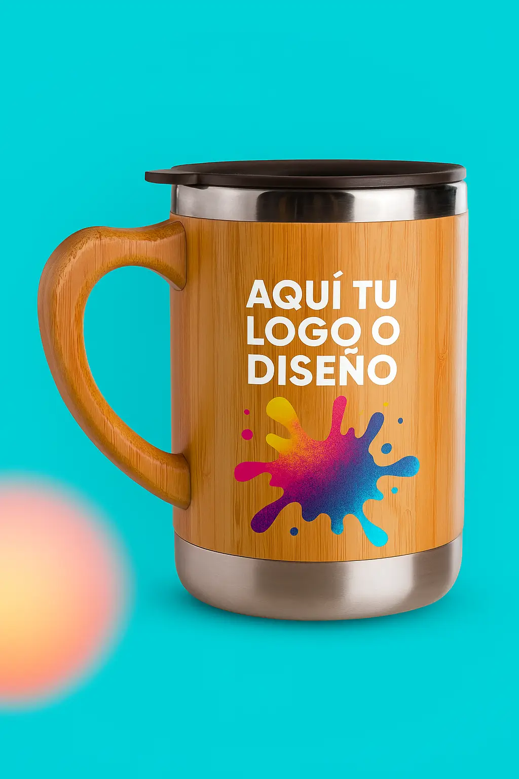 Taza Térmica Café – Acero Inoxidable y Bambú 350ml