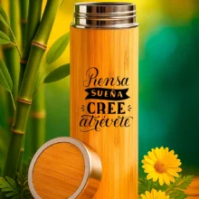 Termo bambú/acero 500 ml personalizado | Soluciones Shop