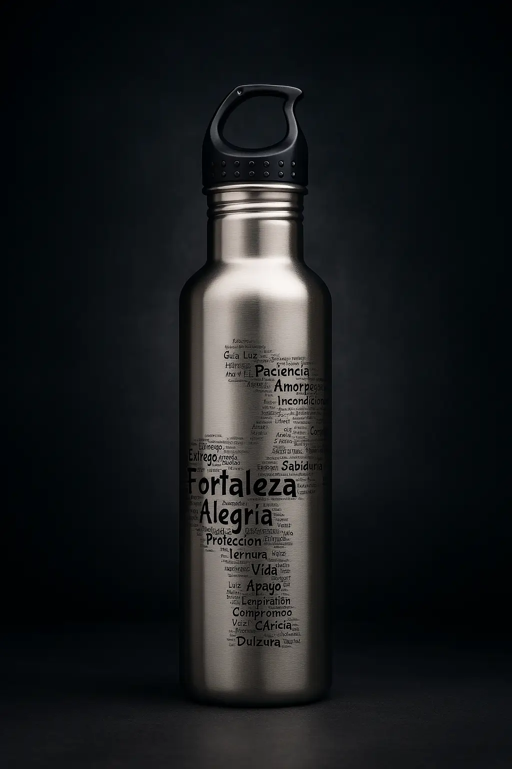 Botella de Aluminio con Palabras que Definen a Mamá – 750ml con Pajilla y Agarradera
