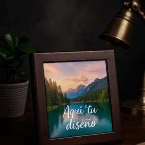 Azulejo de Cerámica Personalizado con Marco de Madera Tu Diseño Impreso