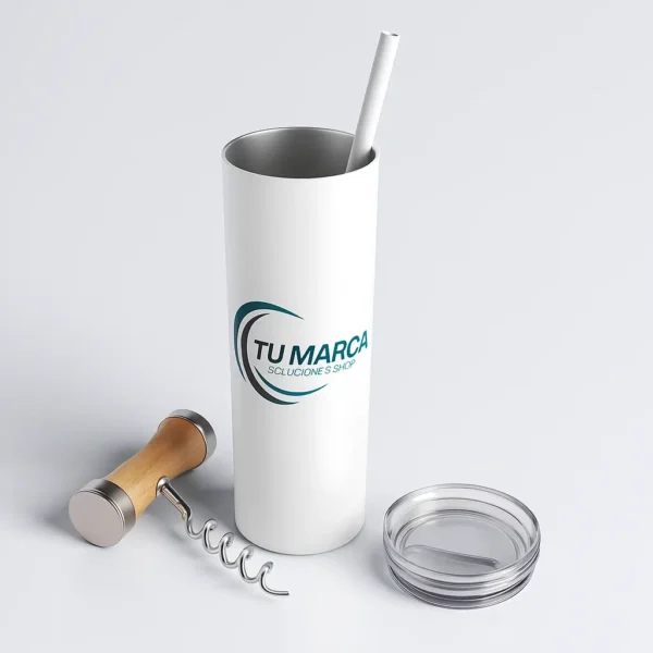 Vaso Térmico Alto Acero 🥤 | Silver o Blanco | Diseño Único Personalizado