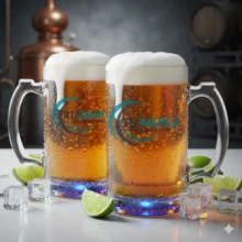 Jarra Cervecera Transparente de 16oz con Fondo de Color Personalizable