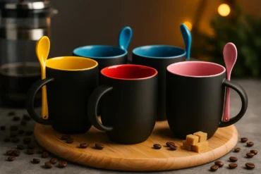 Taza con Cucharita Mágica 🎨 Colores Varios Calidad AAA ¡Personalizada!