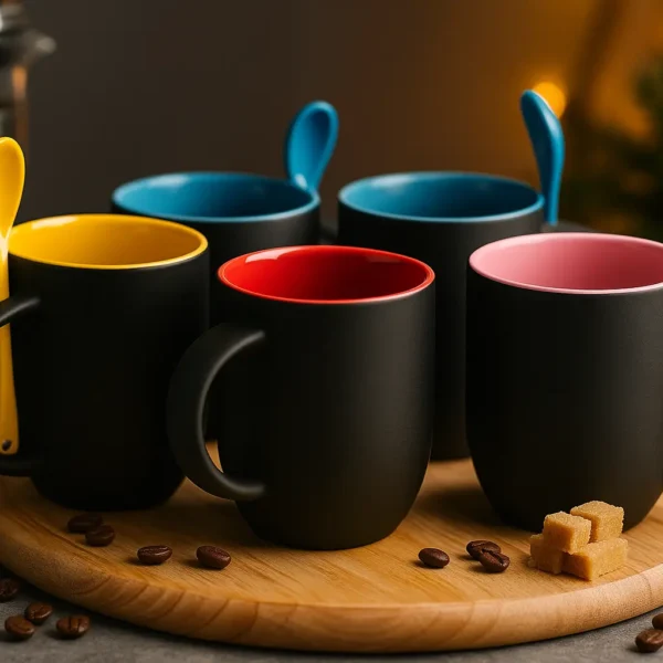 Taza con Cucharita Mágica 🎨 Colores Varios Calidad AAA ¡Personalizada!