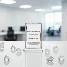 Trofeo de Vidrio Rectangular (9x13 cm) con Impresión a Color | Incluye Caja de Lujo