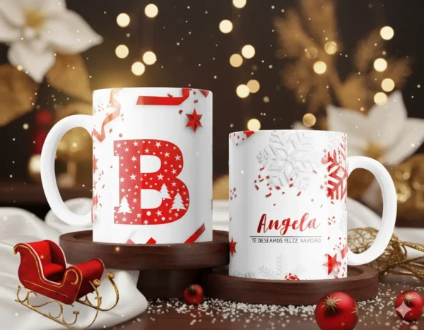 Tazas Abecedario Navideño 🎄 | Personalizadas con Tu Nombre | ¡Únicas!