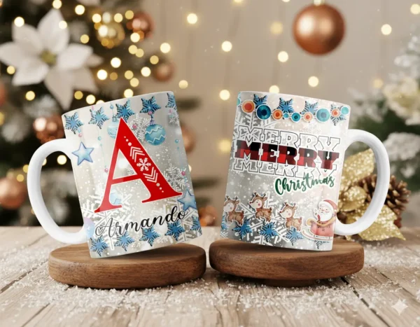 Tazas Abecedario Navideño 🎄 | Con o Sin Golosinas | Personalizadas con Tu Nombre