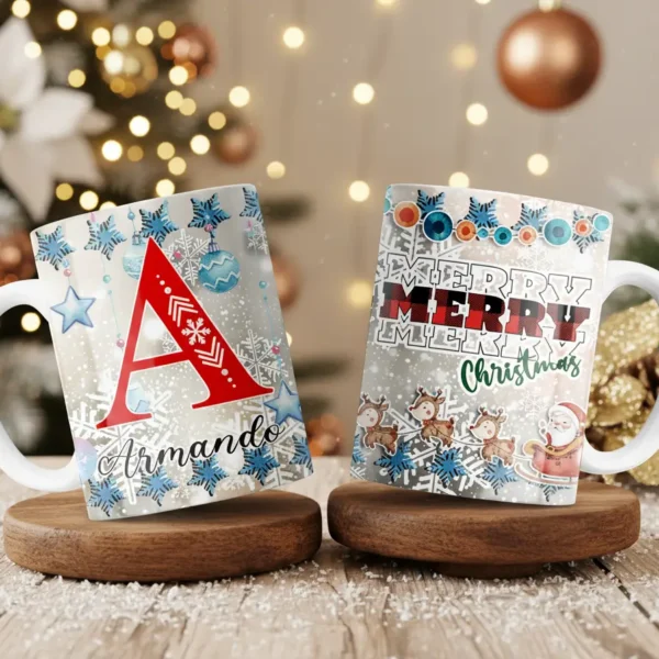Tazas Abecedario Navideño 🎄 | Con o Sin Golosinas | Personalizadas con Tu Nombre