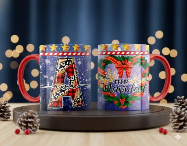 Tazas Abecedario Navideño 🎄 | Con o Sin Golosinas | Personalizadas con Tu Nombre