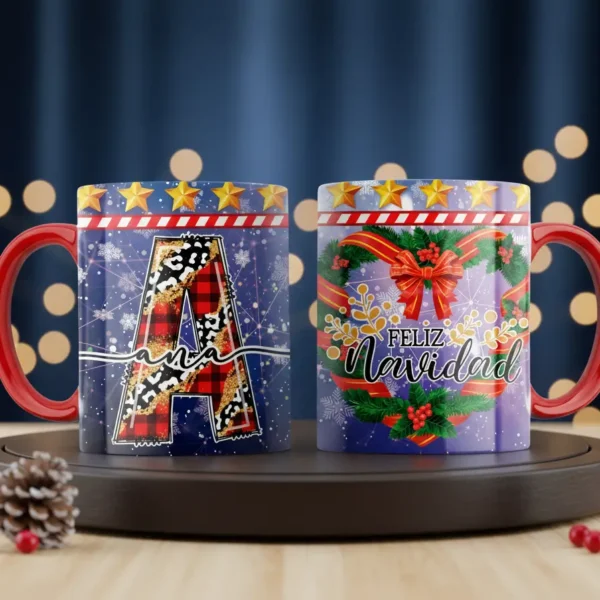 Tazas Abecedario Navideño 🎄 | Con o Sin Golosinas | Personalizadas con Tu Nombre