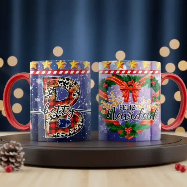 Tazas Abecedario Navideño 🎄 | Con o Sin Golosinas | Personalizadas con Tu Nombre