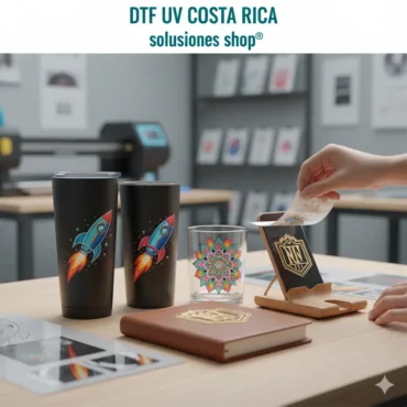 DTF UV, impresión UV, personalización DTF UV, cómo cuidar productos DTF UV, donde comprar DTF UV Costa Rica, Soluciones Shop, grabado UV, productos personalizados, durabilidad DTF UV.