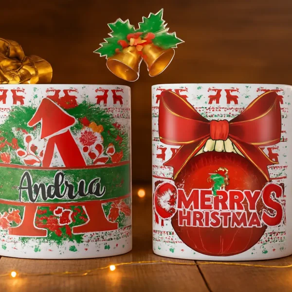 Tazas Abecedario Navideño 🎄 Diseño Llamativo Personalizadas con Tu Nombre