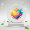 Trofeo Redondo Pequeño de Vidrio con Impresión Personalizada | Caja de Lujo