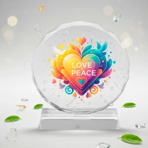Trofeo Redondo Pequeño de Vidrio con Impresión Personalizada | Caja de Lujo