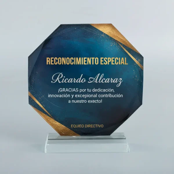 Trofeo de Vidrio Redondo (19 cm) con Impresión a Color | Incluye Caja de Lujo