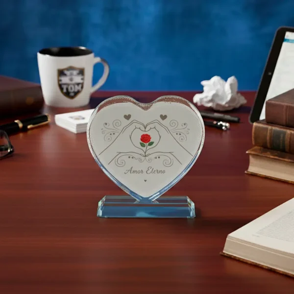 Trofeo de Corazón de Vidrio Personalizado | Regalo con Foto y Caja de Lujo