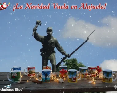 ¡La Navidad Vuela en Alajuela! Descubre las Tazas Navideñas que Inspiran en Soluciones Shop® ✈️🎁