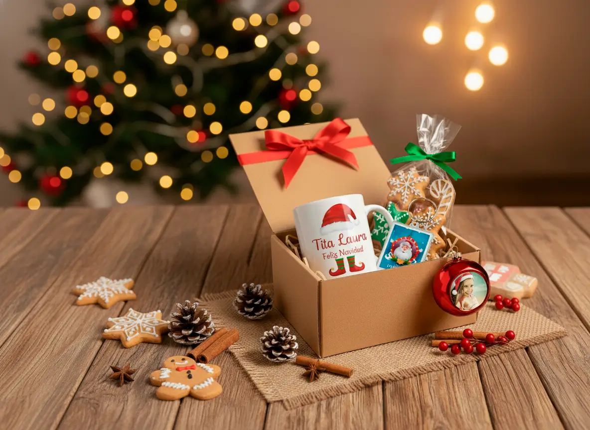 Box Corporativo Navideño – Taza + Llavero + Bola Navideña + Bolsa de Galletitas
