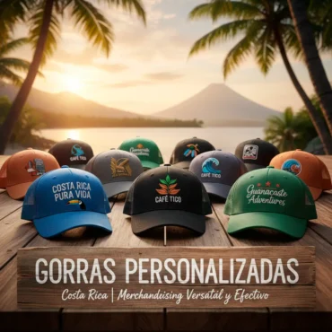 gorras personalizadas, gorras con logo, merchandising Costa Rica, gorras bordadas, gorras publicitarias, regalos promocionales, gorras empresariales