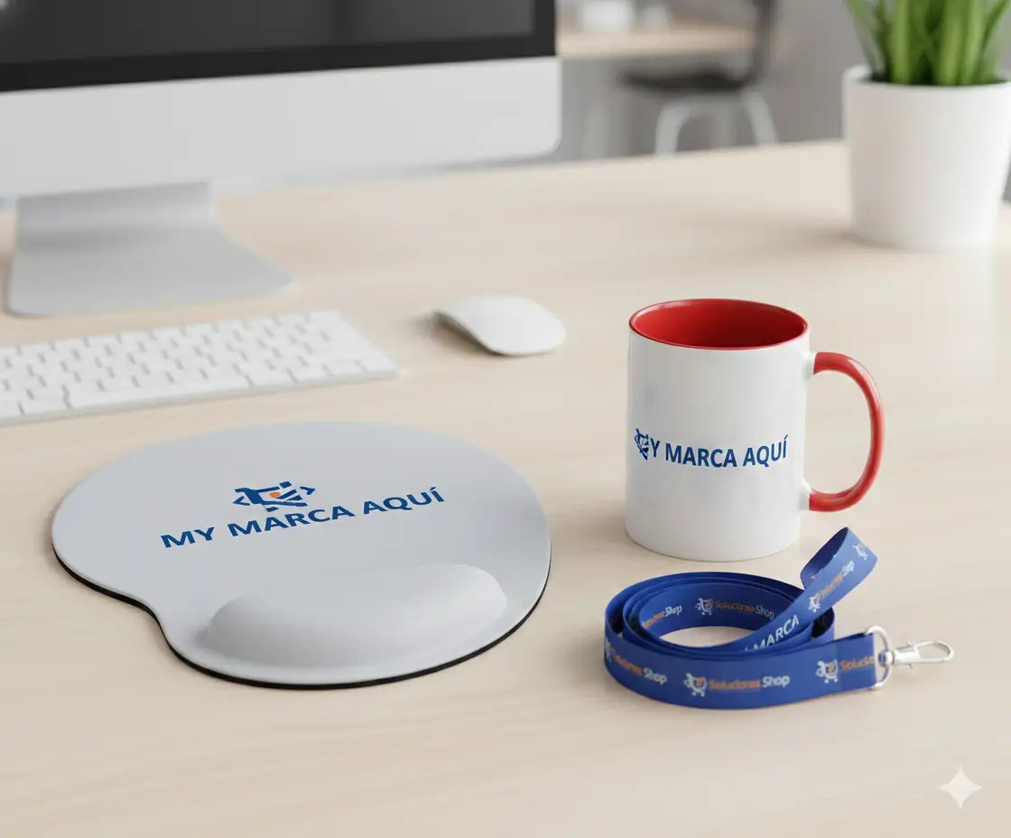 Pack Oficina Personalizado - Taza 15oz + Mouse Pad Ergonómico + Lanyard