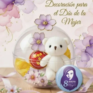 Esfera Sorpresa Personalizada Regalo Único con Peluche, Chocolates y Pin