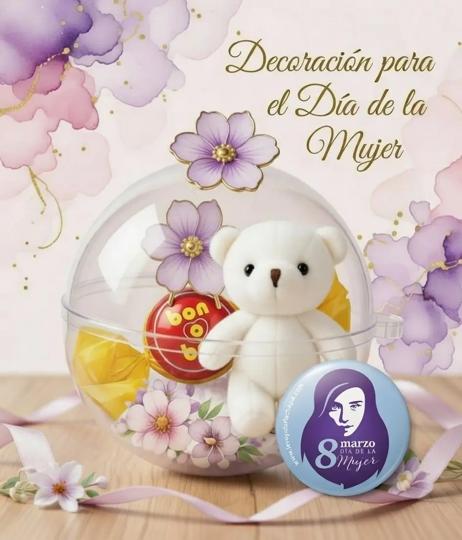 Esfera Sorpresa Personalizada Regalo Único con Peluche, Chocolates y Pin