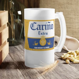  Jarra de cerveza de vidrio esmerilado de 16 onzas personalizada con diseño impreso, ideal para regalo.