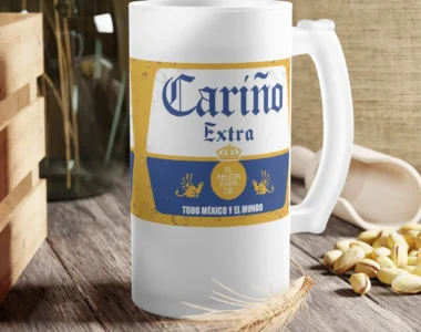  Jarra de cerveza de vidrio esmerilado de 16 onzas personalizada con diseño impreso, ideal para regalo.