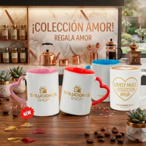Taza de Cerámica con Asa de Corazón – Colección Amor Personalizada