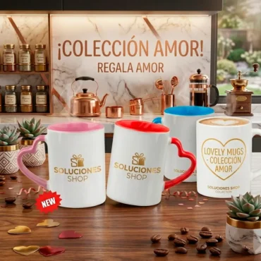 Taza de Cerámica con Asa de Corazón – Colección Amor Personalizada